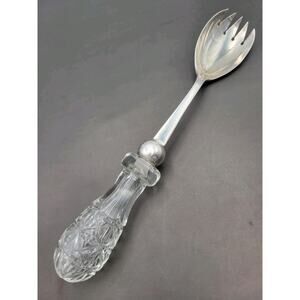 English Victorian 19th Century Silver Serving Spoon Crystal EPNS